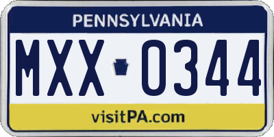 PA license plate MXX0344