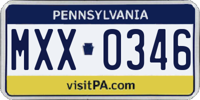 PA license plate MXX0346