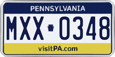 PA license plate MXX0348