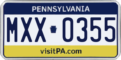 PA license plate MXX0355