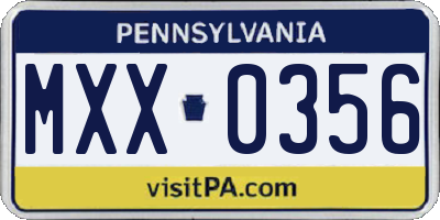 PA license plate MXX0356