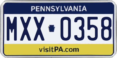PA license plate MXX0358