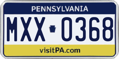 PA license plate MXX0368