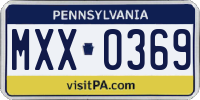 PA license plate MXX0369