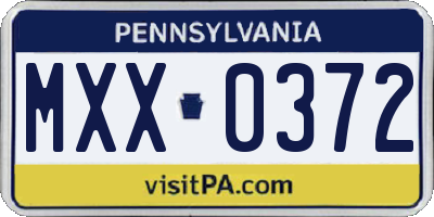 PA license plate MXX0372