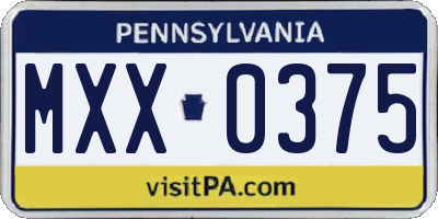 PA license plate MXX0375