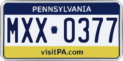 PA license plate MXX0377