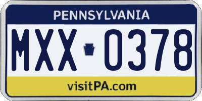 PA license plate MXX0378