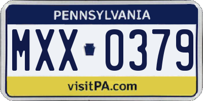PA license plate MXX0379