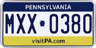 PA license plate MXX0380