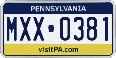PA license plate MXX0381