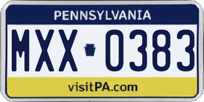 PA license plate MXX0383