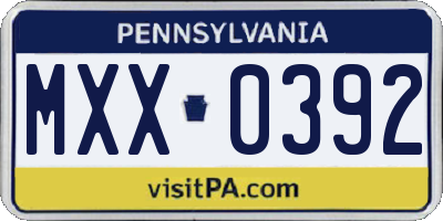 PA license plate MXX0392