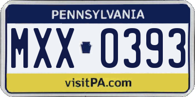 PA license plate MXX0393