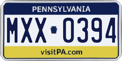 PA license plate MXX0394