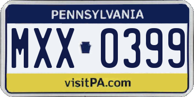 PA license plate MXX0399