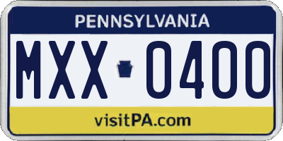 PA license plate MXX0400