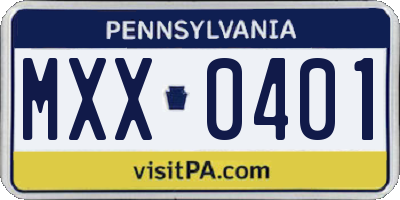 PA license plate MXX0401