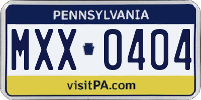 PA license plate MXX0404