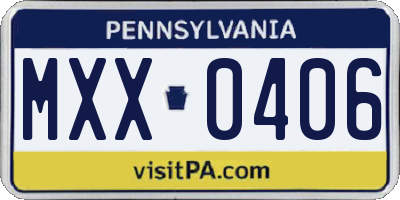 PA license plate MXX0406