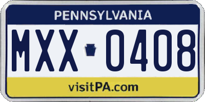 PA license plate MXX0408