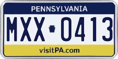 PA license plate MXX0413