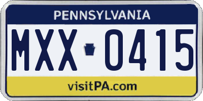 PA license plate MXX0415