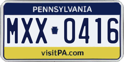 PA license plate MXX0416