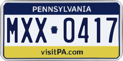 PA license plate MXX0417