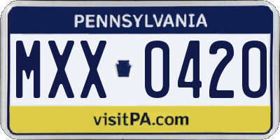 PA license plate MXX0420