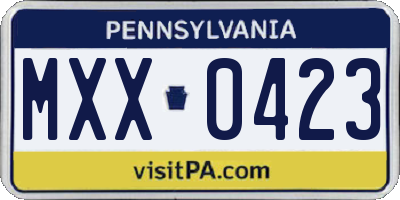 PA license plate MXX0423