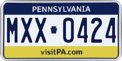 PA license plate MXX0424