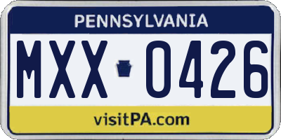 PA license plate MXX0426