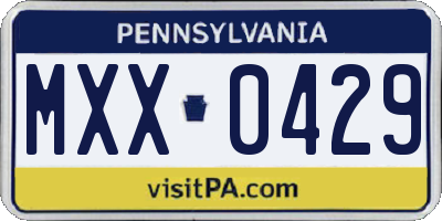PA license plate MXX0429