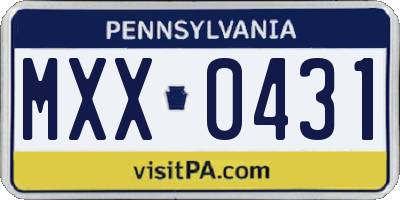 PA license plate MXX0431