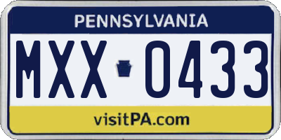 PA license plate MXX0433