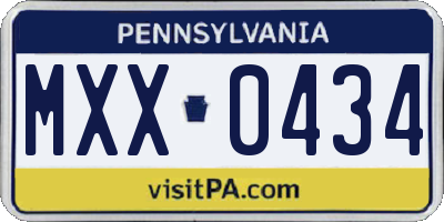 PA license plate MXX0434