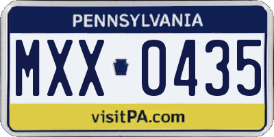 PA license plate MXX0435