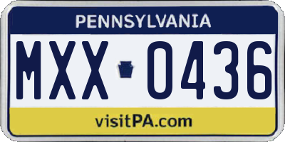 PA license plate MXX0436