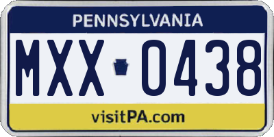 PA license plate MXX0438