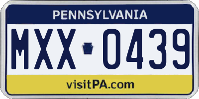 PA license plate MXX0439