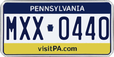PA license plate MXX0440