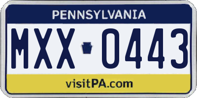 PA license plate MXX0443