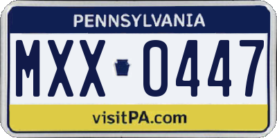 PA license plate MXX0447