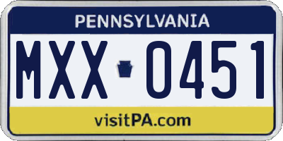 PA license plate MXX0451