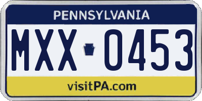 PA license plate MXX0453