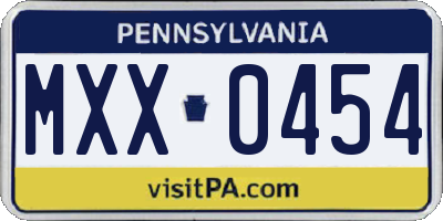 PA license plate MXX0454