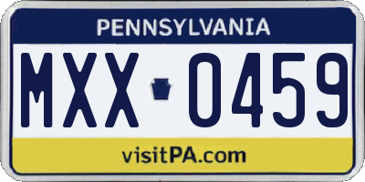 PA license plate MXX0459
