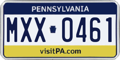 PA license plate MXX0461