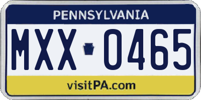 PA license plate MXX0465